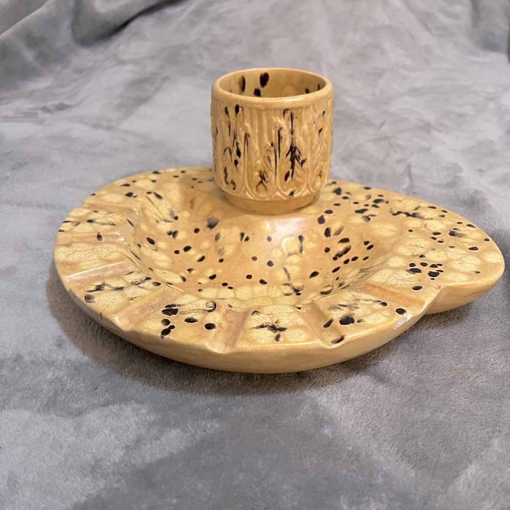Vintage 1960s Ashtray With Match Cup
